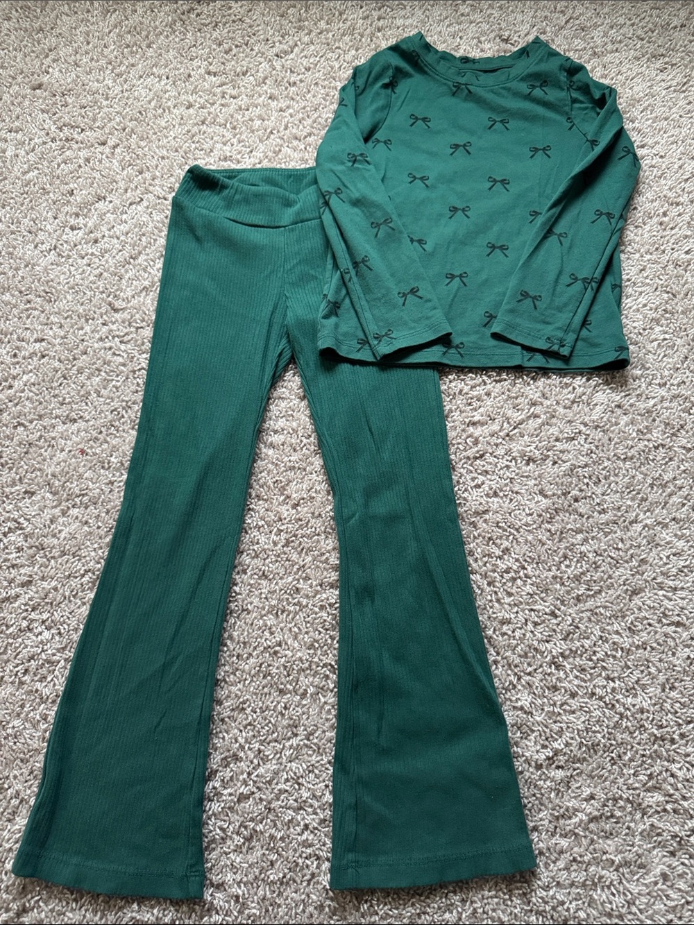 Cat & Jack Green Bow-Print Two-Piece Set
